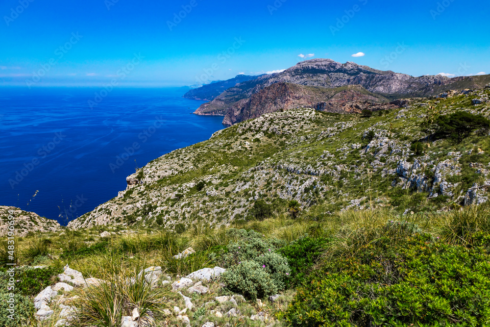 Steep coast near Banyalbufar of Mallorca, Span