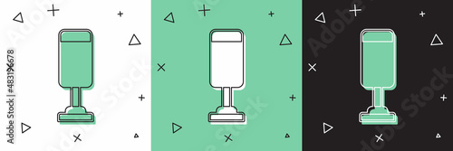 Set Punching bag icon isolated on white and green, black background. Vector