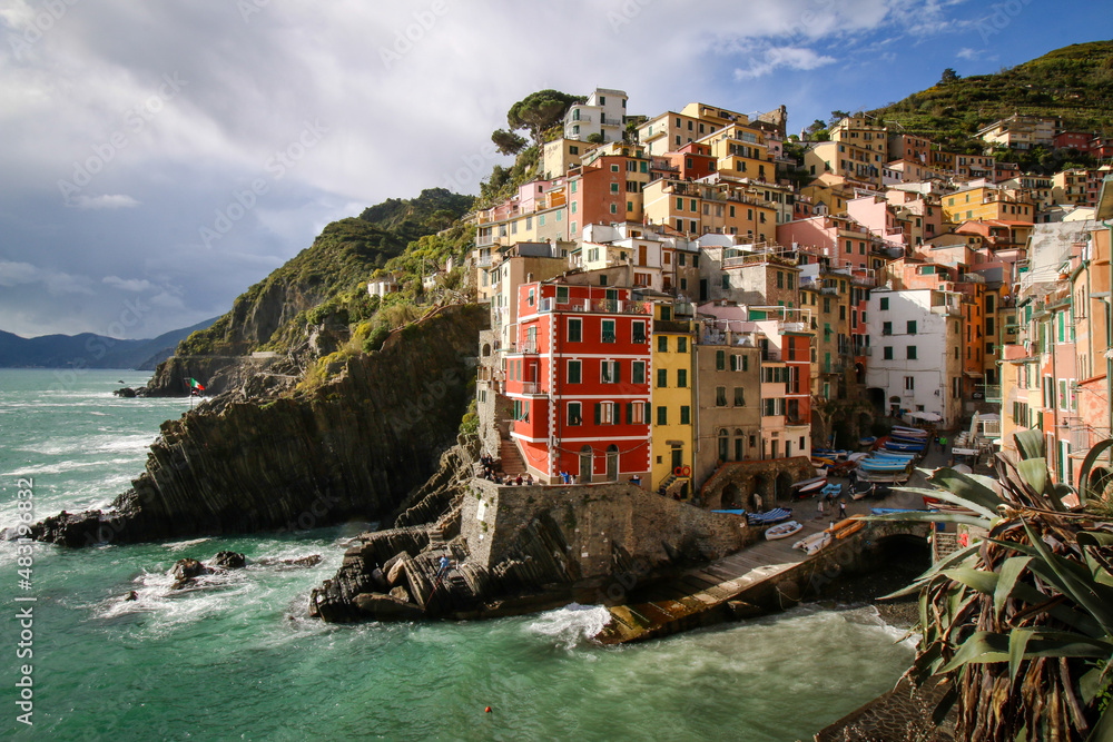 Coastal village of Riomaggiore, Cinque Terre, Italy.
