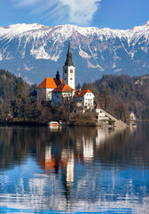 Canvas schilderij Blauw Meer van Bled in Slovenië  © Comofoto