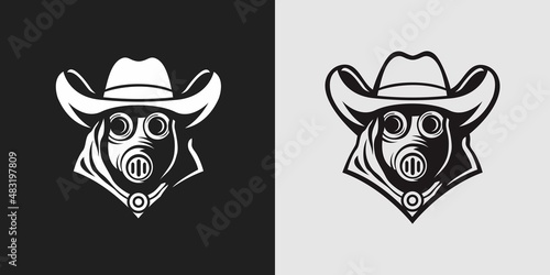 Silhouette illustration of a cowboy in a hood wearing a mask