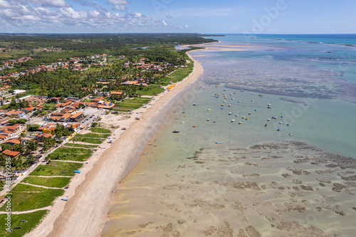 Aerial view of beach Sao Miguel dos Milagres, Alagoas, Brazil.