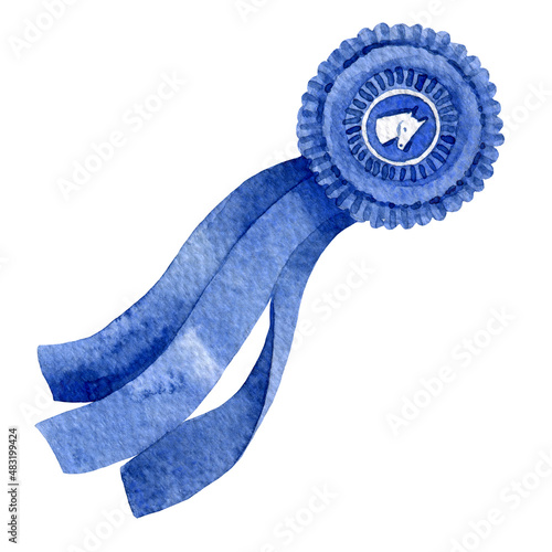 Canvas Print Watercolor champion ribbon, winner ribbon, rosette, horse riding sports