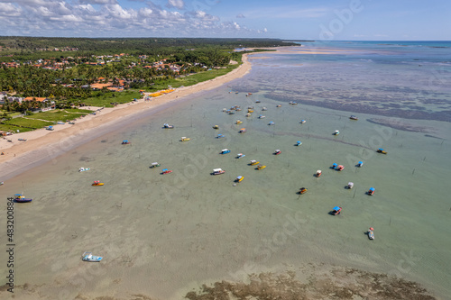 Aerial view of beach Sao Miguel dos Milagres, Alagoas, Brazil. photo