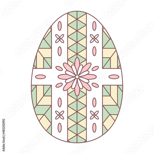 Isolated easter egg with floral decorations on pastel color Vector illustration