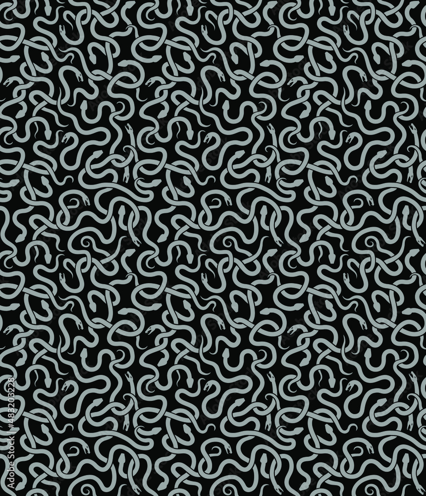 Seamless Pattern With Dangerous Snakes 