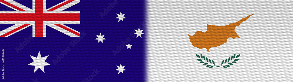Fototapeta premium Cyprus and Australia Fabric Texture Flag – 3D Illustration