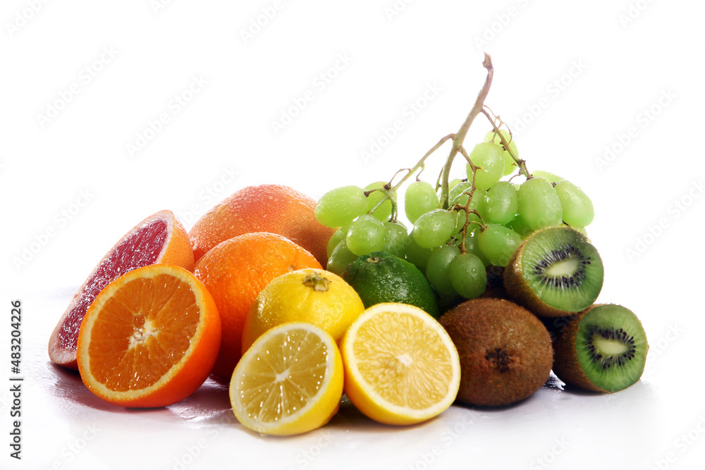 Fresh fruits isolated on white background Fresh fruits isolated on white background