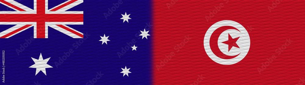 Tunisia and Australia Fabric Texture Flag – 3D Illustration Tunisia and Australia Fabric Texture Flag – 3D Illustration