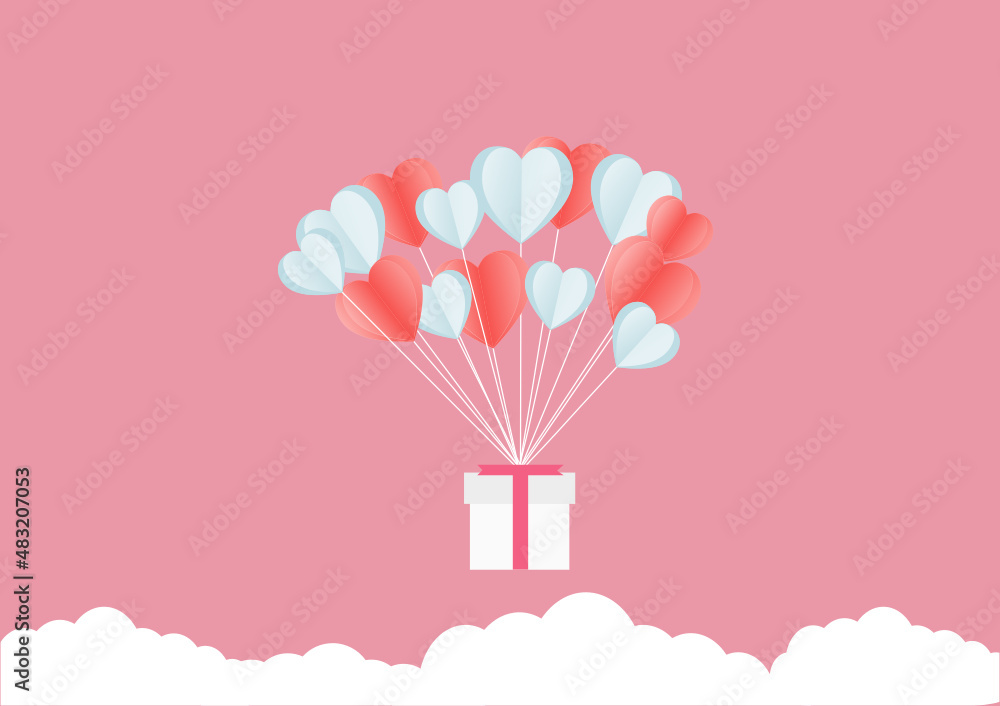 vector illustration heart collection with gift in the sky vector illustration heart collection with gift in the sky