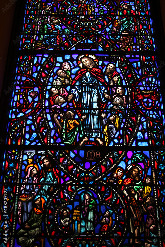 stained glass window in church stained glass window in church