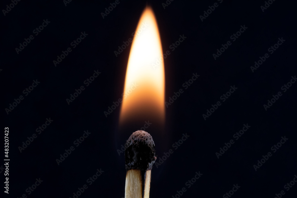 view of a flame from a match stick view of a flame from a match stick