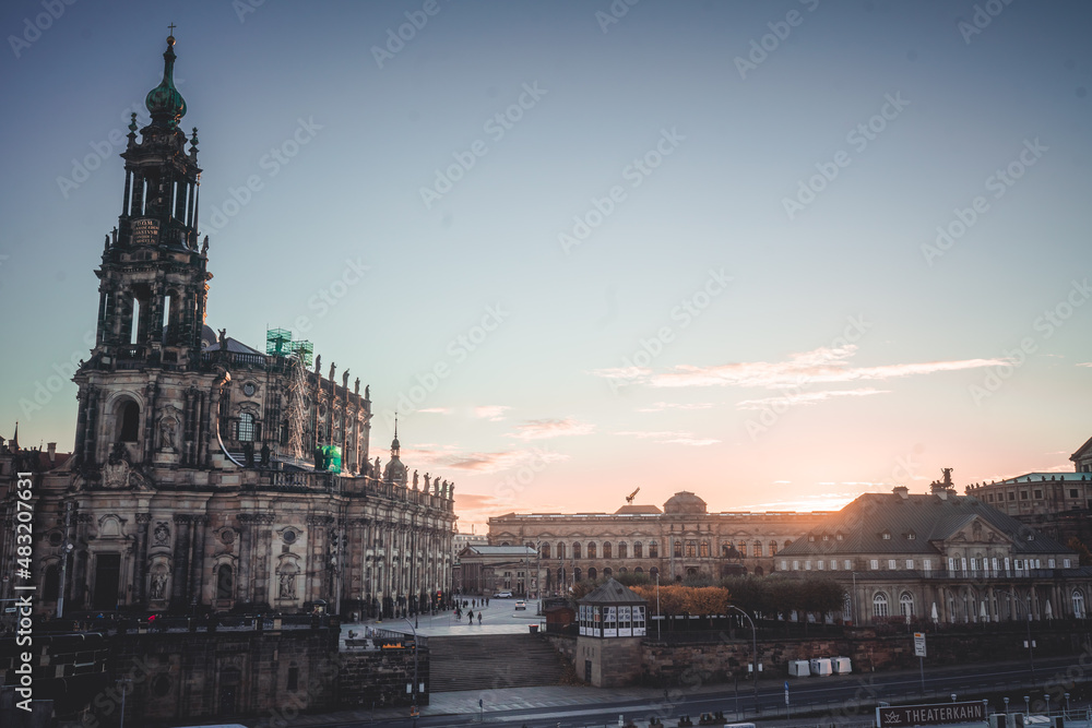 Cityscape Of Dresden At Elbe River , Dresden, Saxony, Germany