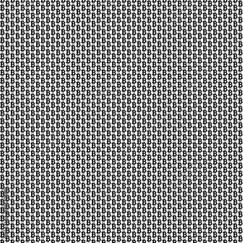 Bitcoin seamless wallpaper. Black cryptocurrency signs on the white background. Abstract network of BTC blockchain. Simple pattern for crypto mining designs