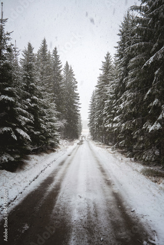 Winter road blizzard Finland