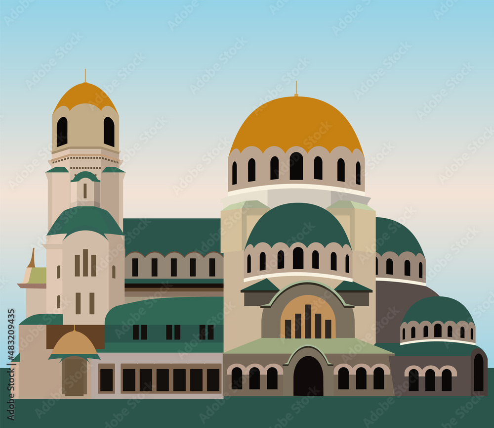 Alexander Nevsky Cathedral, old religion building, vector illustration