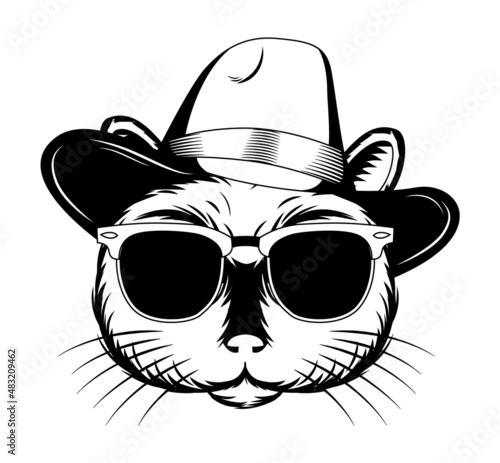 Cat with glasses vector logotype