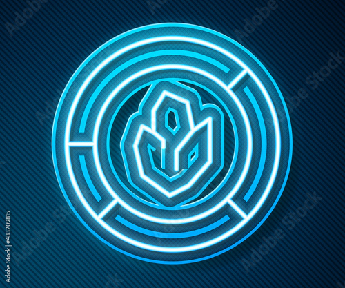Glowing neon line Agricultural soil test and results icon isolated on blue background. Digital soil analysis. Vector