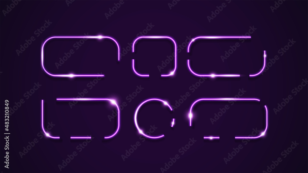 Set of geometric line neon frames isolated for your arts. Pink frames with copy space Set of geometric line neon frames isolated for your arts. Pink frames with copy space