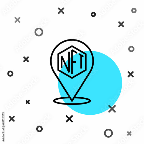 Black line NFT Digital crypto art icon isolated on white background. Non fungible token. Random dynamic shapes. Vector