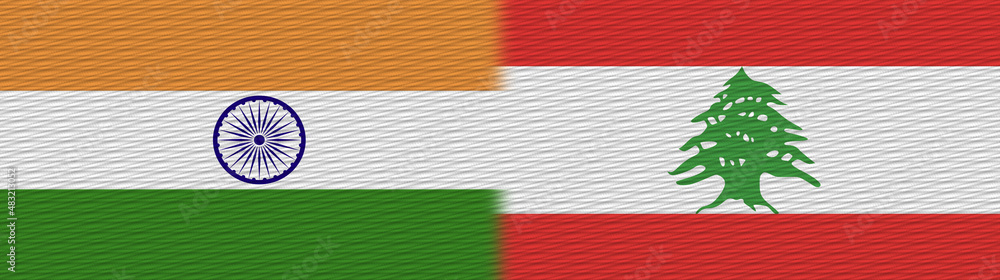 Lebanon and India Fabric Texture Flag – 3D Illustration