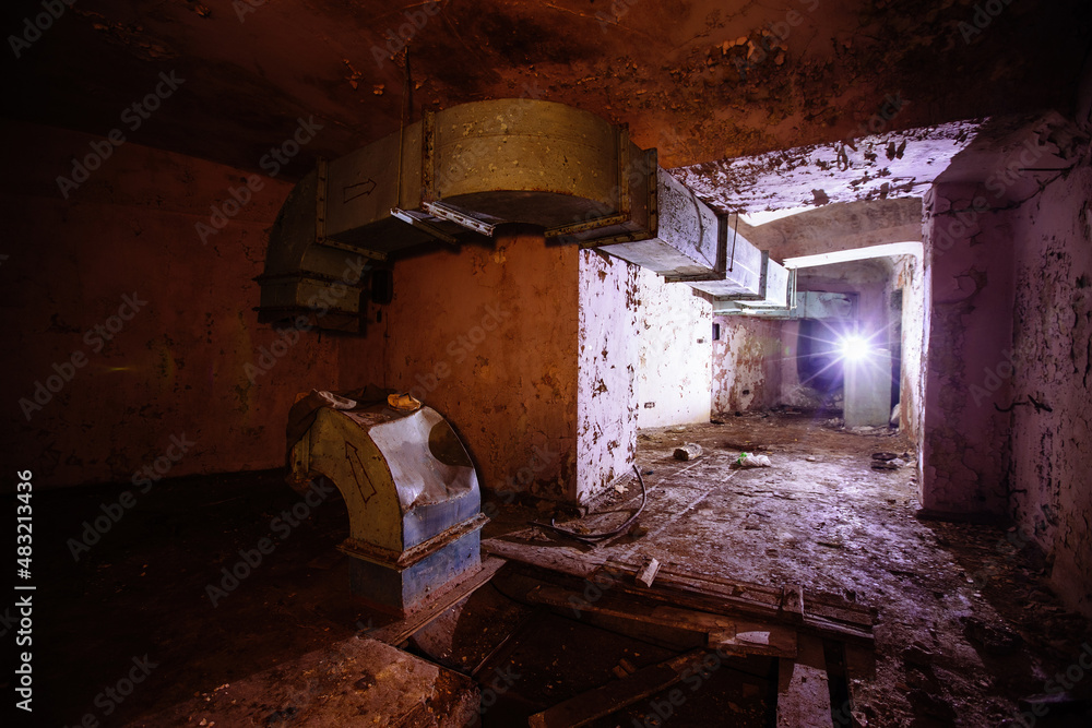 Old abandoned dirty Soviet bunker, echo of Cold War Old abandoned dirty Soviet bunker, echo of Cold War