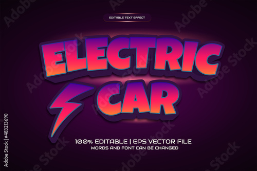 Electric car 3d editable text effect