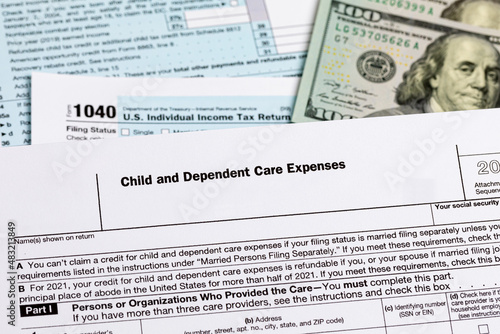Child tax credit form. Tax credit, deduction and tax return concept. photo