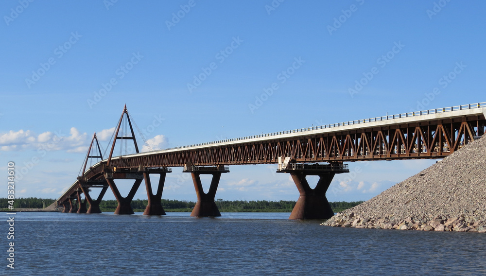 Deh Cho Bridge in the final stages of construction