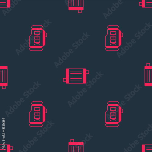 Set Check engine and Car radiator cooling system on seamless pattern. Vector