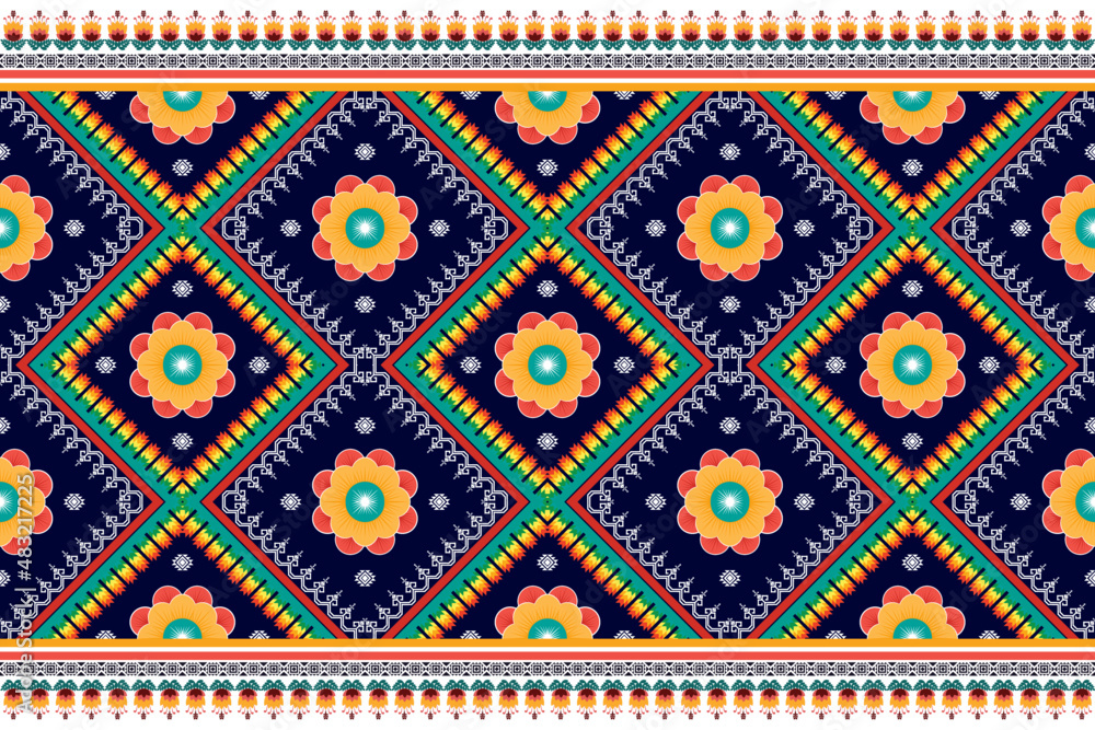 Floral ethnic pattern design. Aztec fabric carpet mandala ornament chevron textile decoration wallpaper. Tribal turkey African Indian traditional embroidery vector illustrations background Floral ethnic pattern design. Aztec fabric carpet mandala ornament chevron textile decoration wallpaper. Tribal turkey African Indian traditional embroidery vector illustrations background