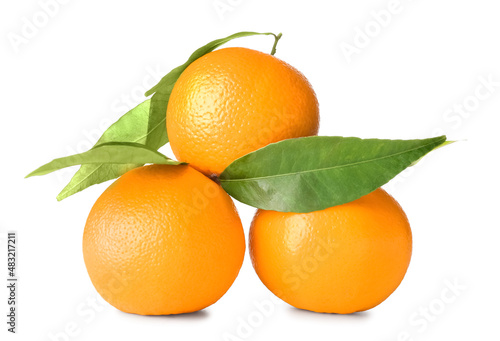 Whole oranges on white background