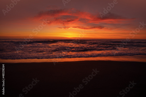 Scenic Warm Colorful California Coast Sunset
