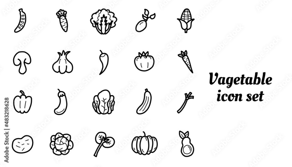 Handdrawn style vagetable icon set Handdrawn style vagetable icon set