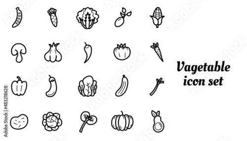 Handdrawn style vagetable icon set