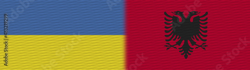 Albania and Ukraine Fabric Texture Flag – 3D Illustration