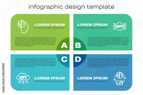 Set line NFT cloud, Digital crypto art, and . Business infographic template. Vector