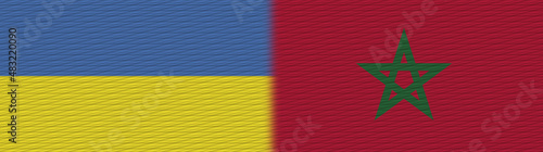 Morocco and Ukraine Fabric Texture Flag – 3D Illustration