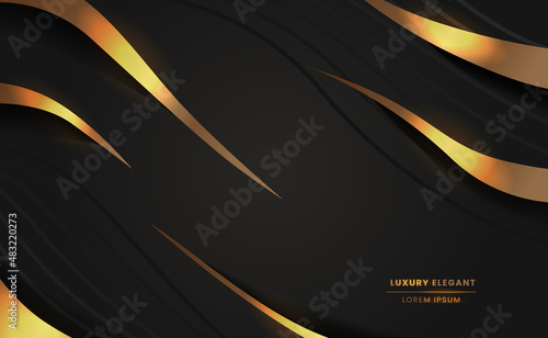 Elegant luxury black and wave curve golden for cover template background