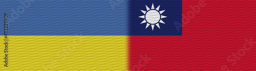 Taiwan and Ukraine Fabric Texture Flag – 3D Illustration
