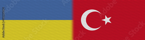 Turkey and Ukraine Fabric Texture Flag – 3D Illustration