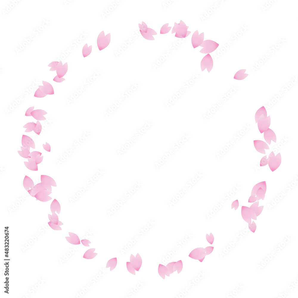 桜の花びらの円形フレーム