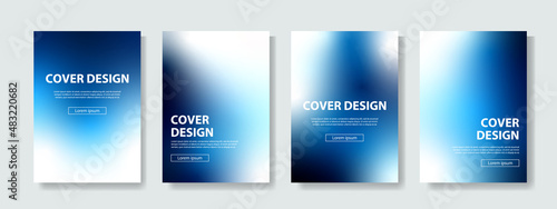 抽象的な青色のグラデーションのベクターカバーイラストセット。ビジネスのパンフレット、カード、パッケージやポスターなどの背景として。 photo