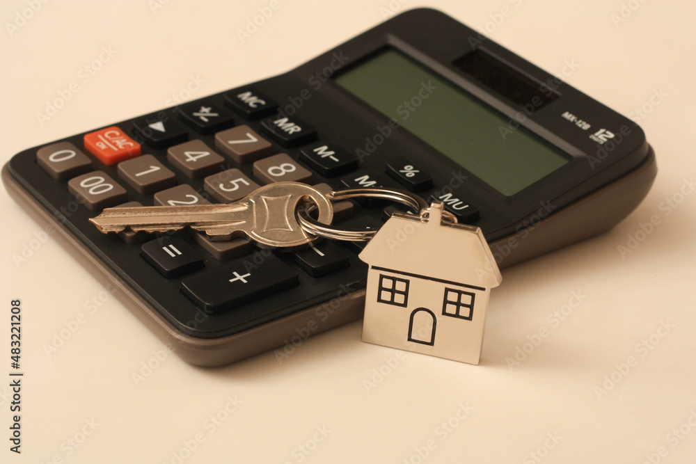Real estate, keychain with house symbol. Key with finance blank. Real estate, keychain with house symbol. Key with finance blank.