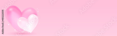 おしゃれな立体ハートのバレンタインデー用バナー　コピースペース　320x100