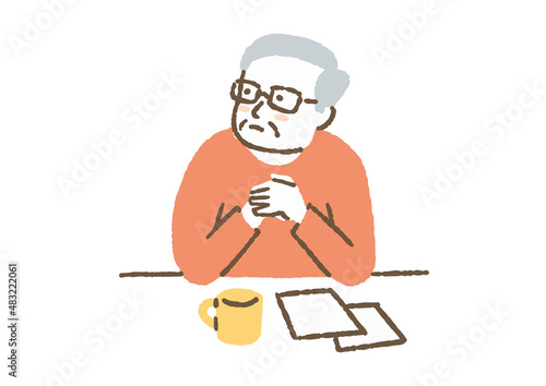 考え事をしている男性_色