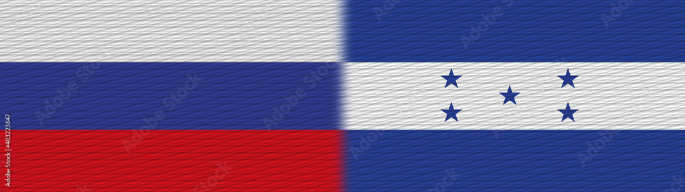 Fototapeta premium Honduras and Russia Fabric Texture Flag – 3D Illustration