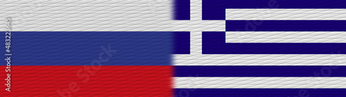 Greece and Russia Fabric Texture Flag – 3D Illustration