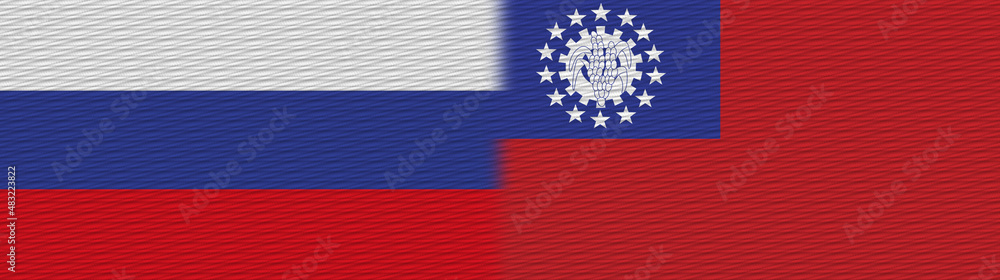 Myanmar Burma and Russia Fabric Texture Flag – 3D Illustration Myanmar Burma and Russia Fabric Texture Flag – 3D Illustration
