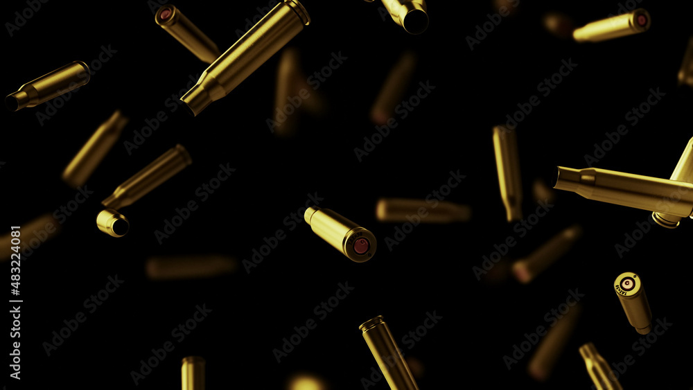 Shot off casings from a cartridge of 7.62 caliber on a black background. Shot off casings from a cartridge of 7.62 caliber on a black background.